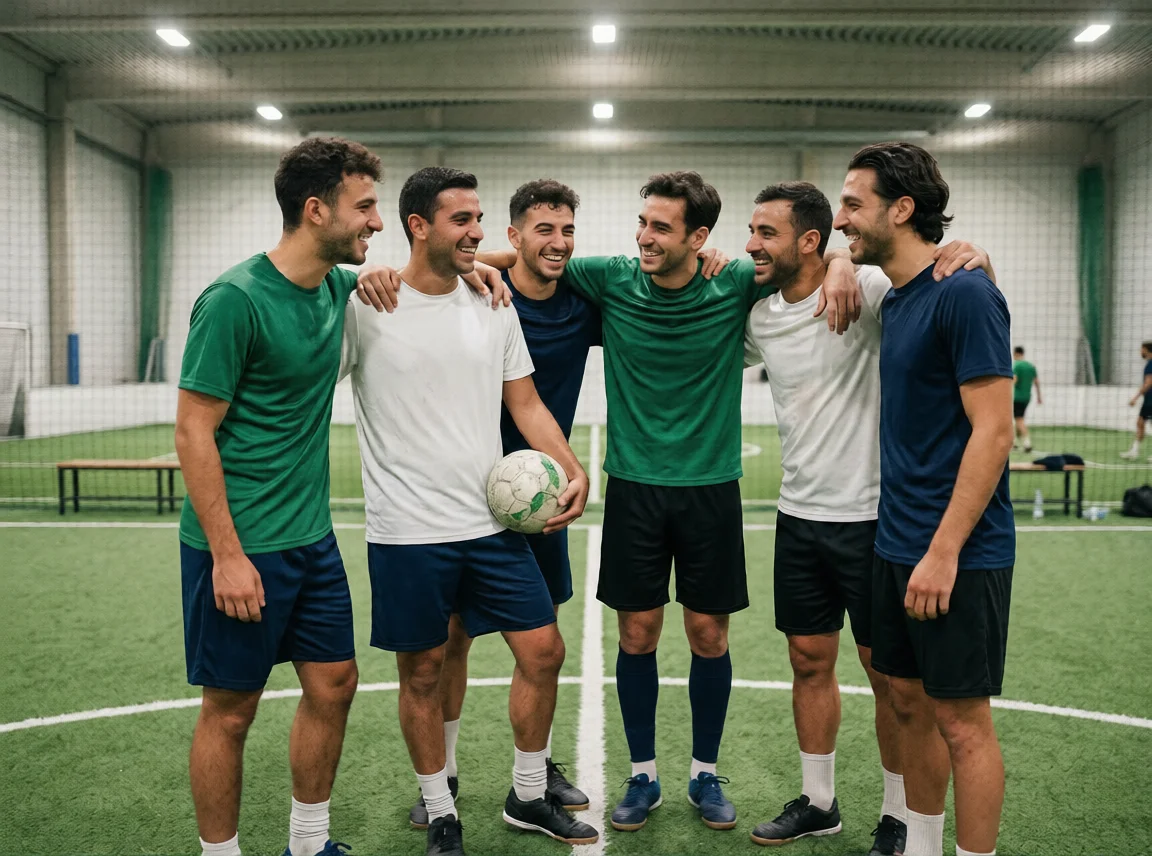 Takım arkadaşlarıyla birlikte spor yapan insanlar